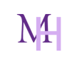 Overlapping dark purple letter M and light purple letter H logo on a white background.